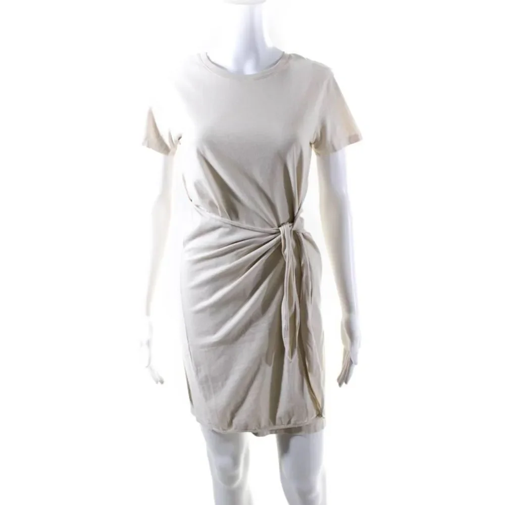 Rails Womens Cotton Jersey Knit Tie Front A-Line T-Shirt Dress Beige Size XS